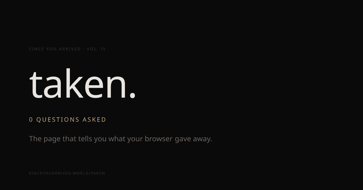 A web page that shows you everything the browser told it without asking